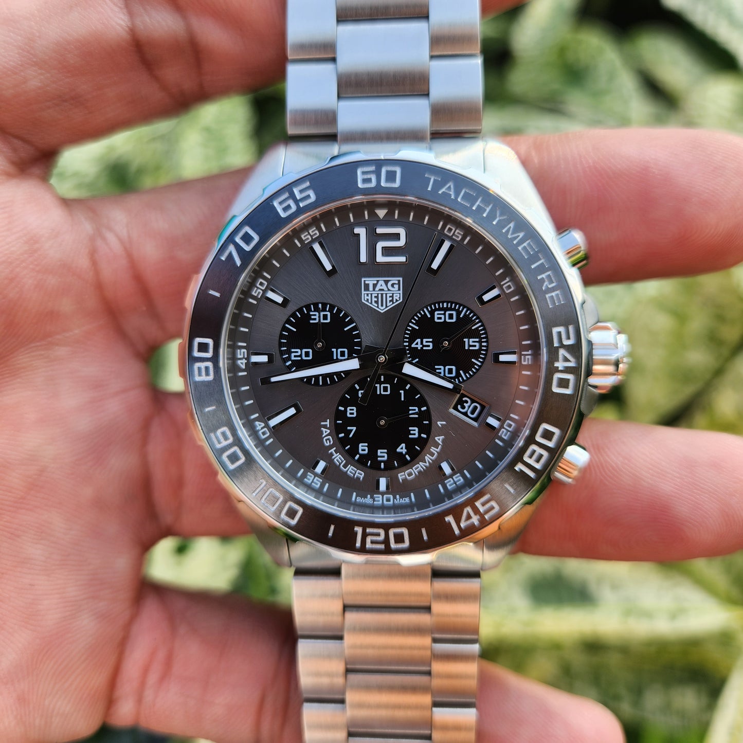 Tag Heuer F1 Chronograph Ceramic Bezel Anthracite Grey Dial 43mm - Complete Set