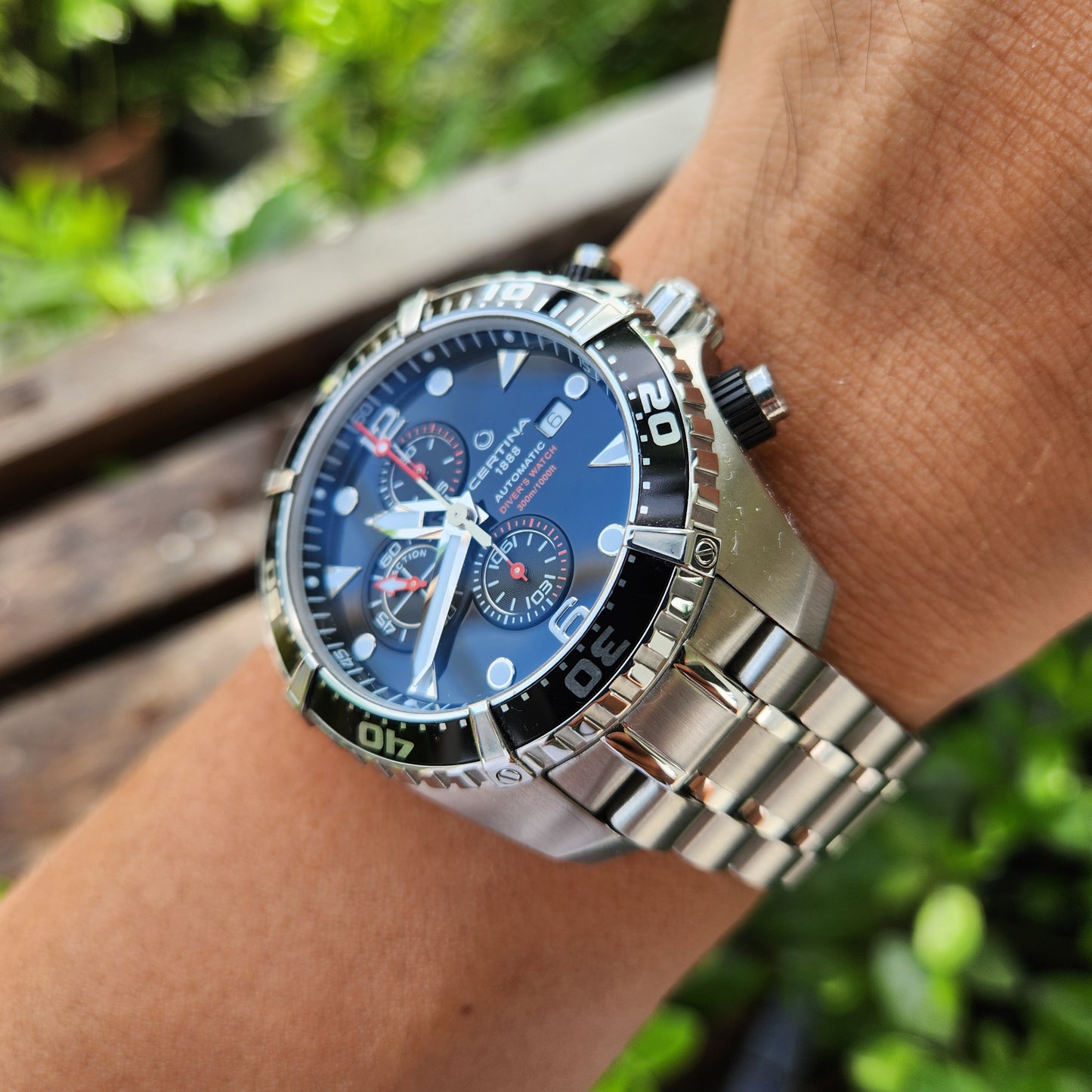 Certina DS Action Diver Chronograph Automatic Black Super Luminova Dial 45mm