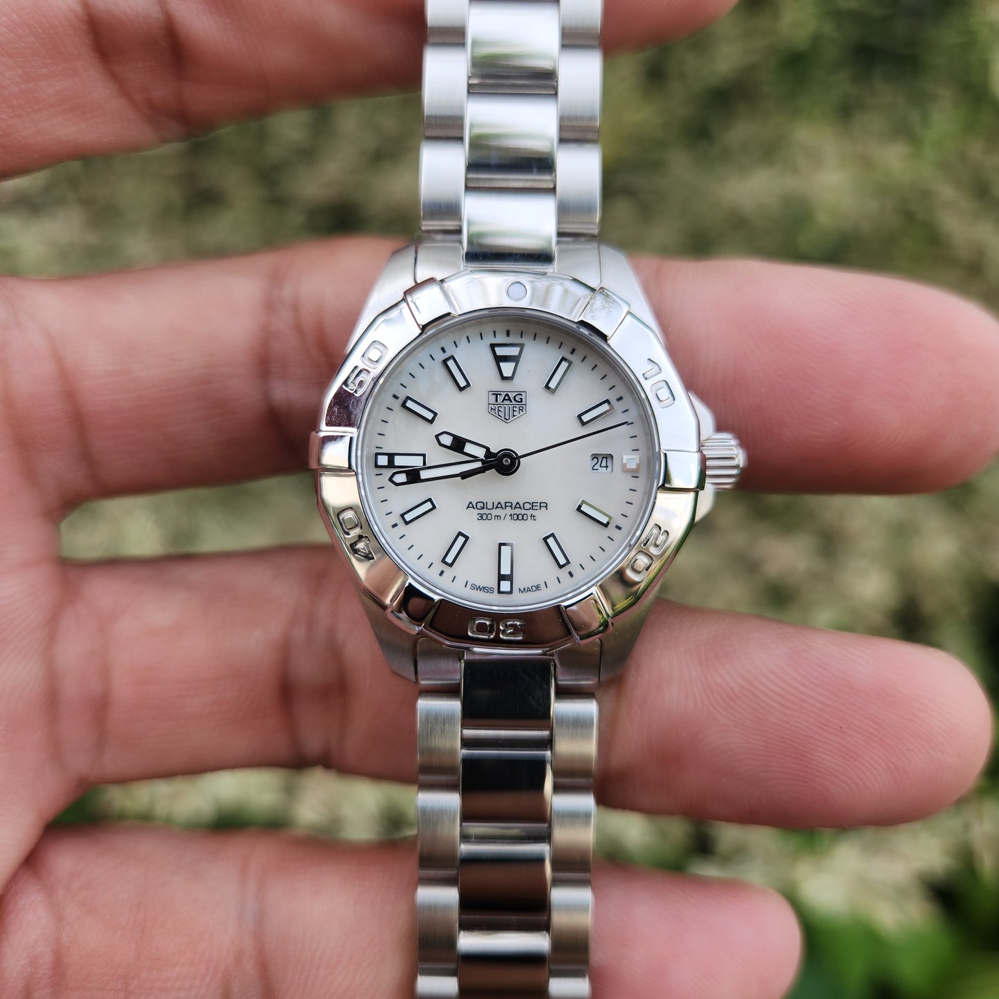 Tag Heuer Ladies Aquaracer Mother of Pearl White Dial 27mm - Complete Set