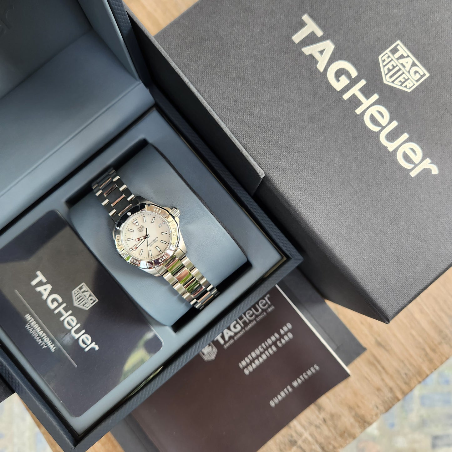 Tag Heuer Ladies Aquaracer Mother of Pearl White Dial 27mm - Complete Set