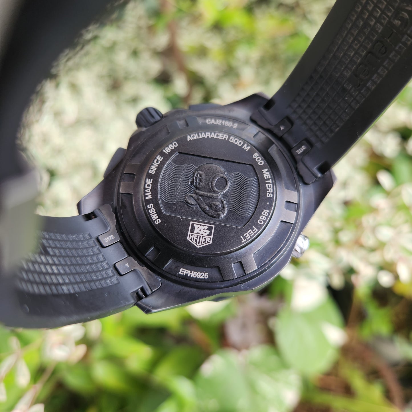 Tag Heuer Aquaracer Chronograph Calibre 16 Titanium PVD Black Engraved Stripes Dial 500M 44mm - Complete Set