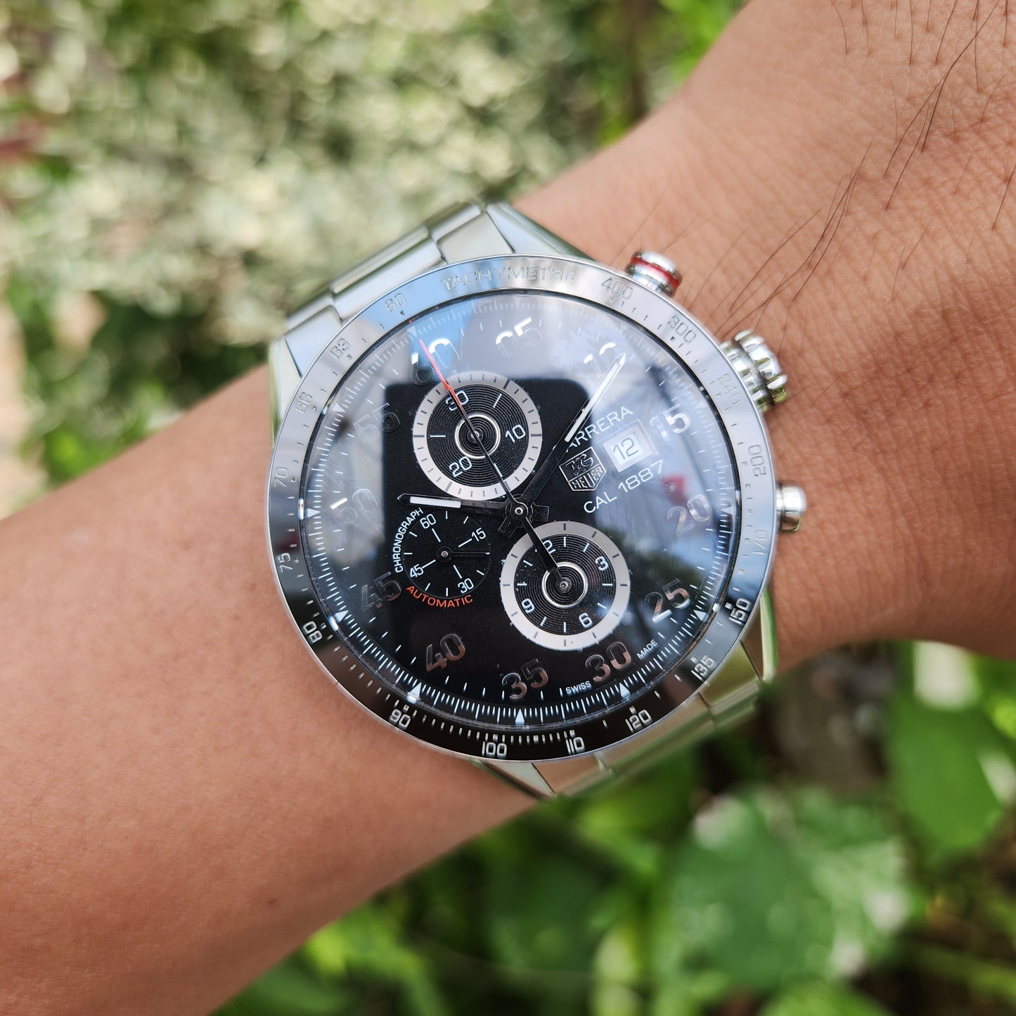 Tag Heuer Carerra Calibre 1887 Chronograph Ceramic Bezel 43mm Black Dial