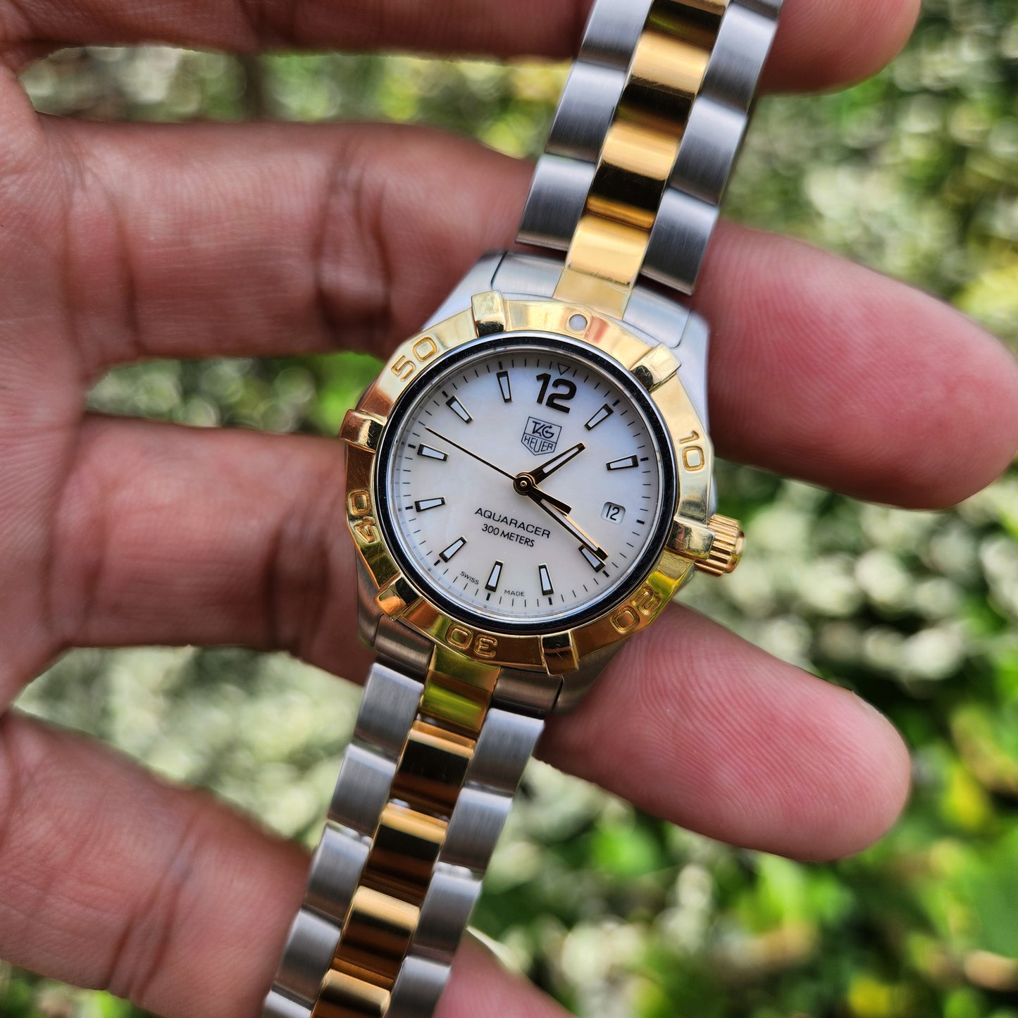 Tag Heuer Ladies Aquaracer Two-Tone Mother of Pearl White Dial 27mm