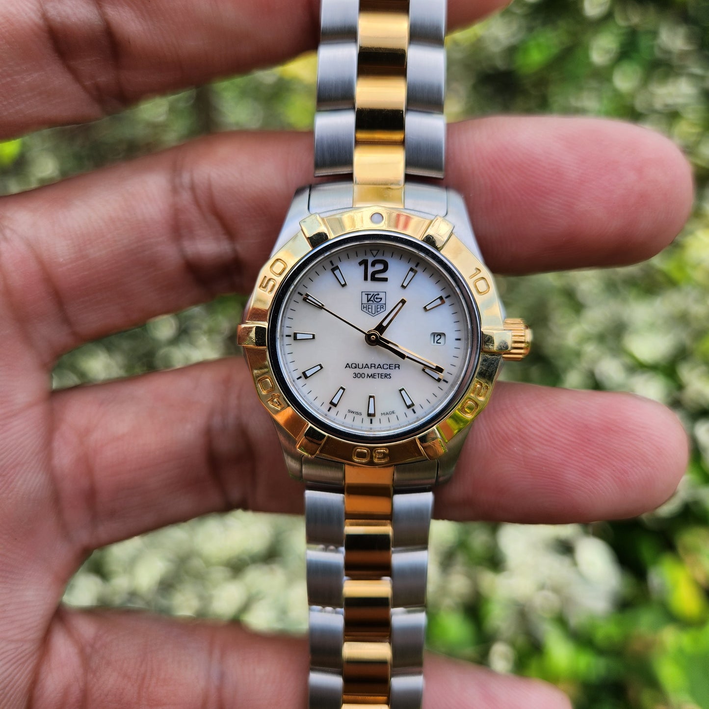 Tag Heuer Ladies Aquaracer Two-Tone Mother of Pearl White Dial 27mm