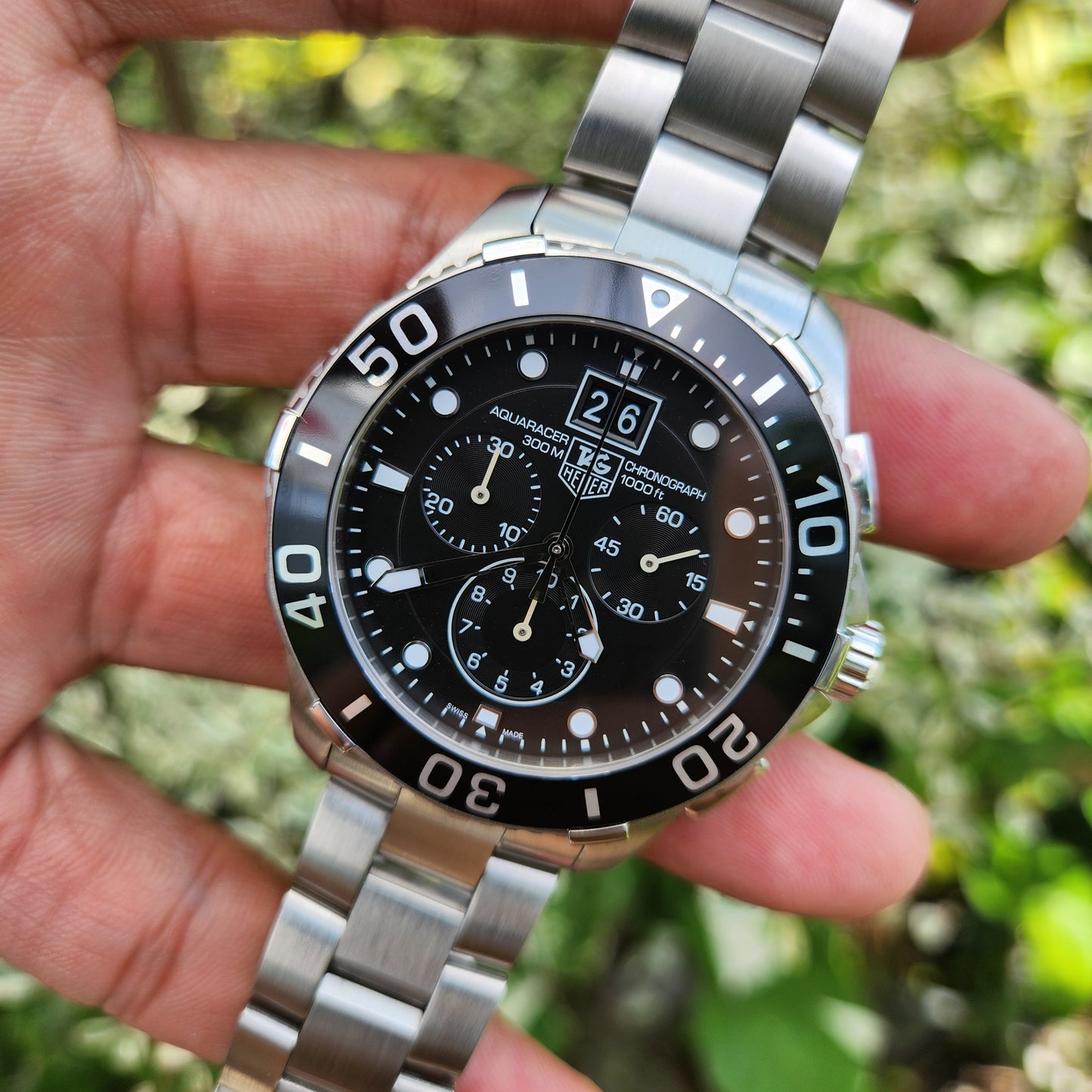 Tag Heuer Aquaracer Chronograph Grande Date Black Dial 43mm - Complete Set