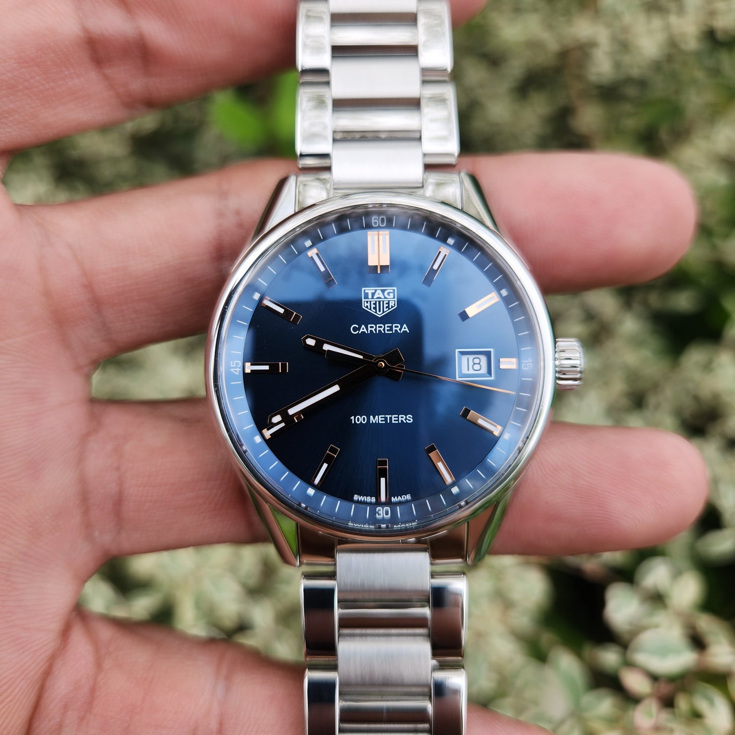 Tag Heuer Carrera Rose Gold Indeces in Blue Dial 39mm