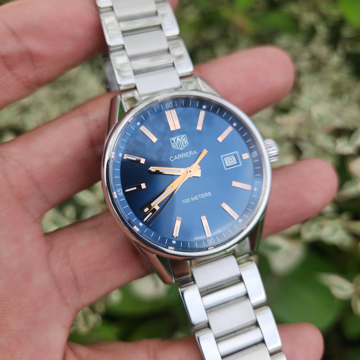 Tag Heuer Carrera Rose Gold Indeces in Blue Dial 39mm