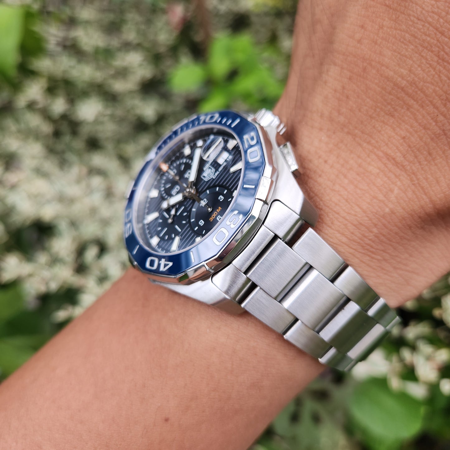 Tag Heuer Aquaracer Chronograph Calibre 16 Ceramic Bezel in Blue Dial 43mm - Complete Set
