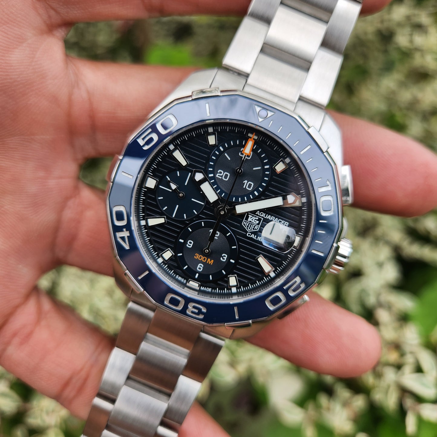 Tag Heuer Aquaracer Chronograph Calibre 16 Ceramic Bezel in Blue Dial 43mm - Complete Set