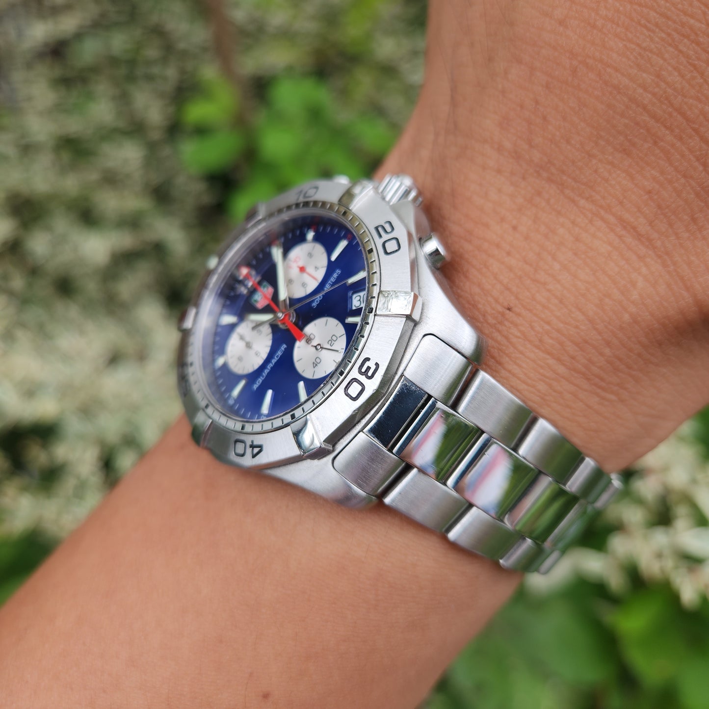 Tag Heuer Aquaracer Chronograph Sunray Blue Dial 41mm