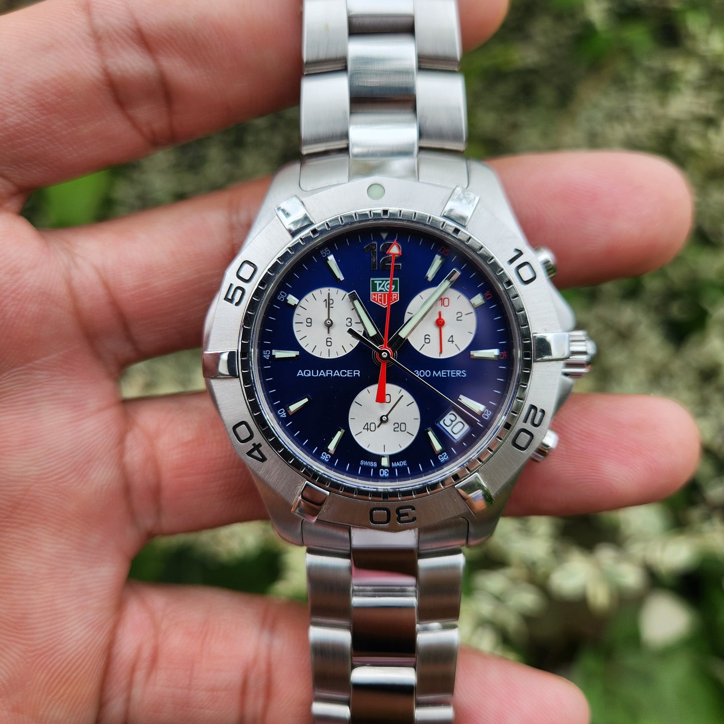 Tag Heuer Aquaracer Chronograph Sunray Blue Dial 41mm