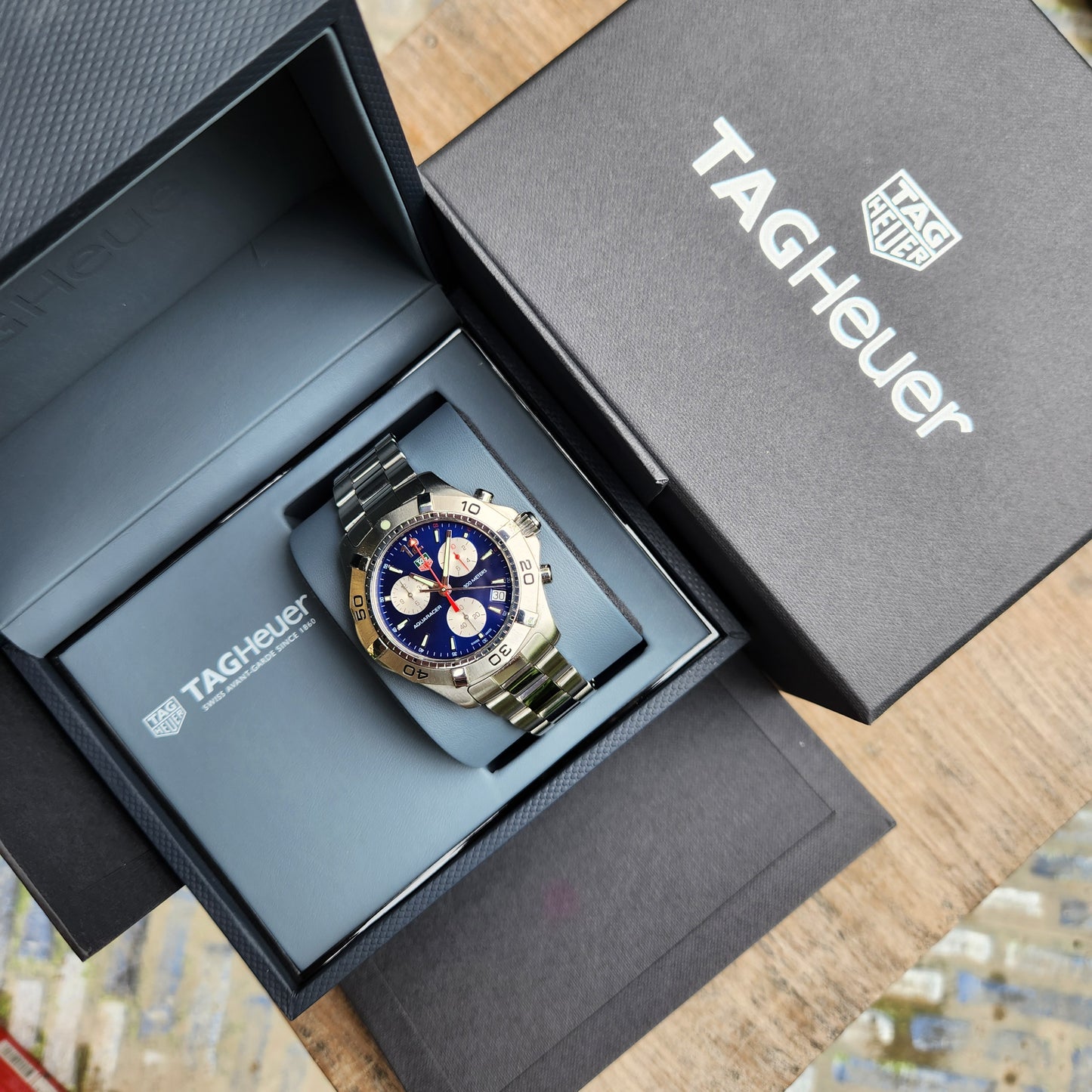 Tag Heuer Aquaracer Chronograph Sunray Blue Dial 41mm