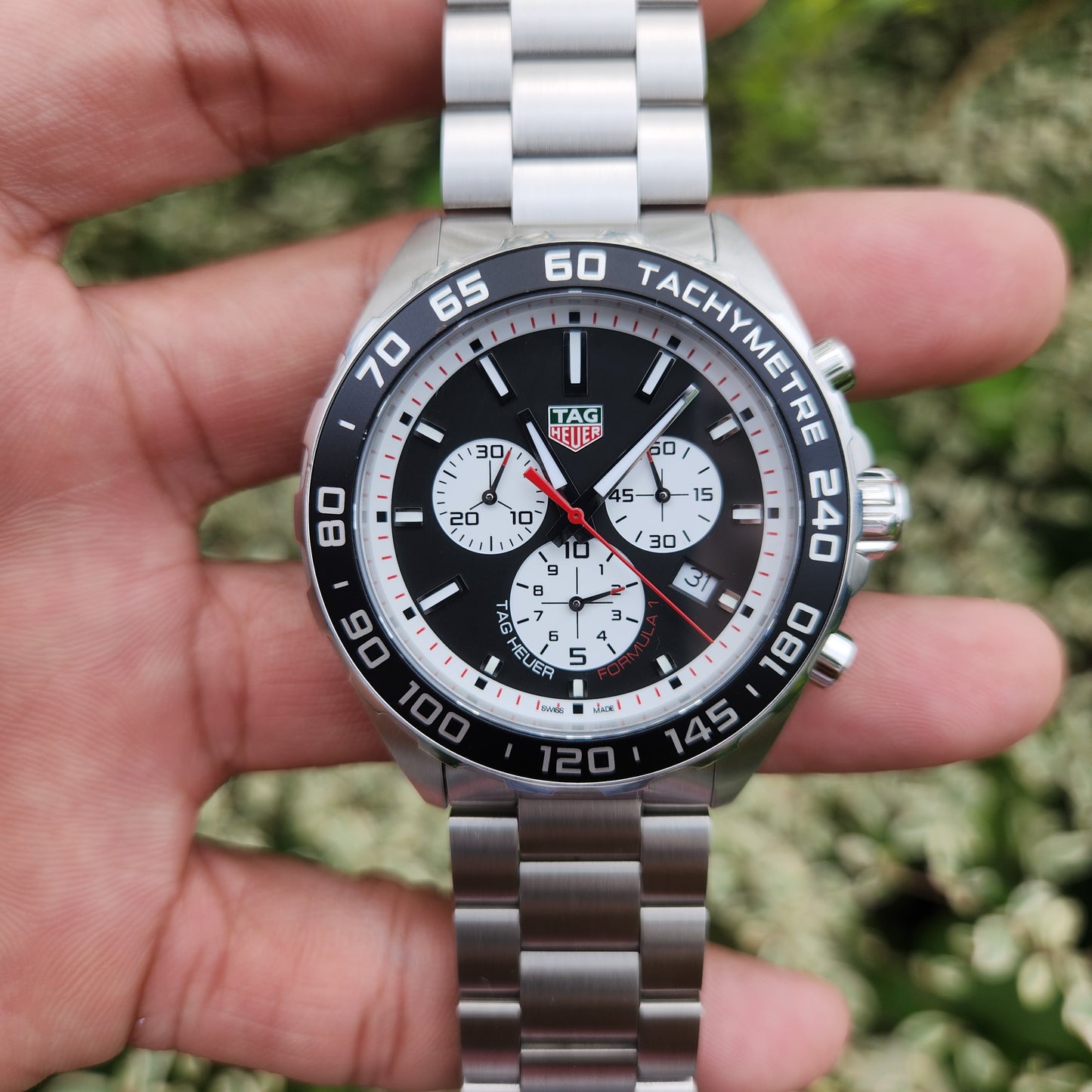 Tag Heuer F1 Chronograph Reverse Panda Dial 43mm - Complete Set