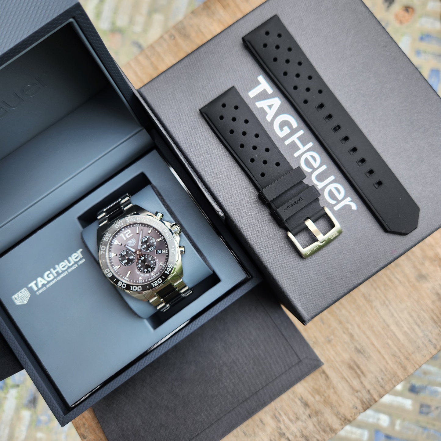 Tag Heuer F1 Chronograph Ceramic Bezel Anthracite Grey Dial 43mm