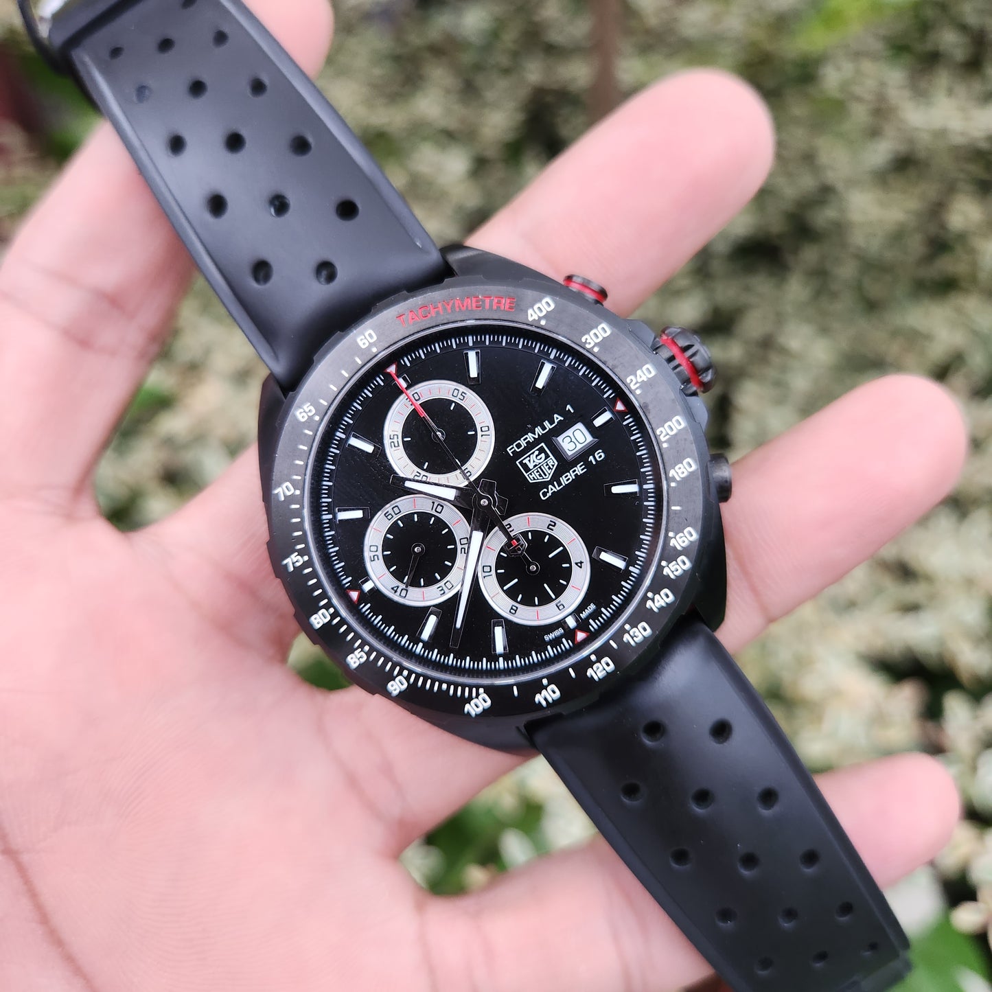Tag Heuer F1 Chronograph Calibre 16 Black PVD in Black Dial 44mm - Complete Set