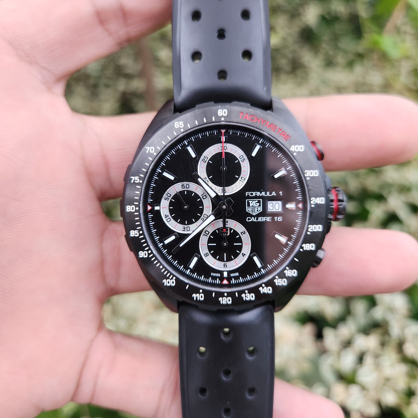 Tag Heuer F1 Chronograph Calibre 16 Black PVD in Black Dial 44mm - Complete Set