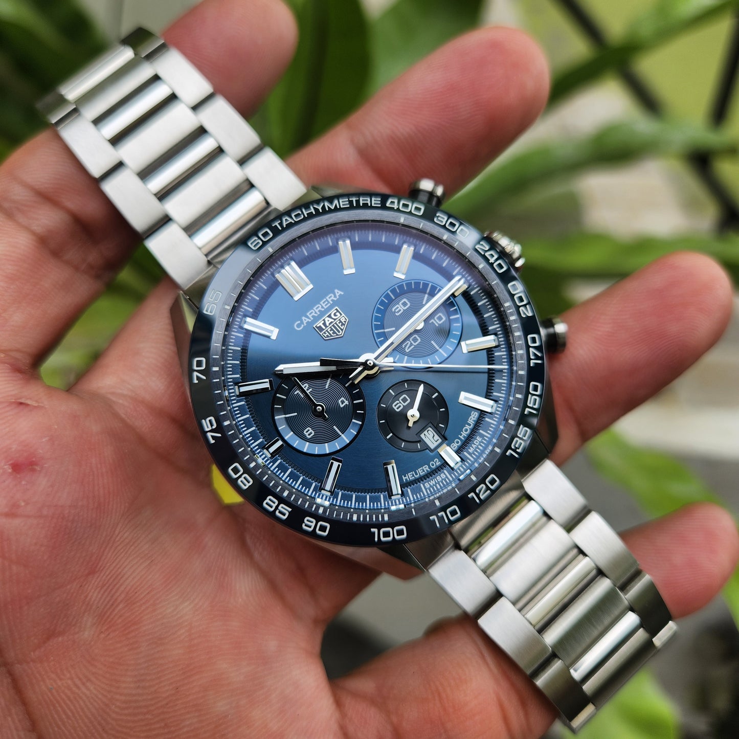 Tag Heuer Carrera Chronograph Heuer 02 Ceramic Bezel in Blue Dial 44mm - Complete Set Model/Ref:CBN2A1A (2023 model)