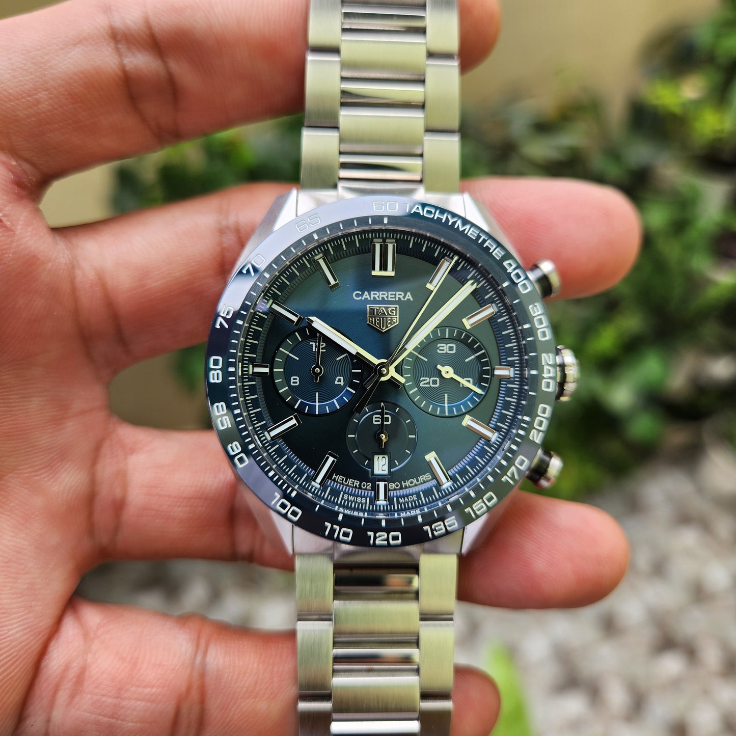 Tag Heuer Carrera Chronograph Heuer 02 Ceramic Bezel in Blue Dial 44mm - Complete Set Model/Ref:CBN2A1A (2023 model)