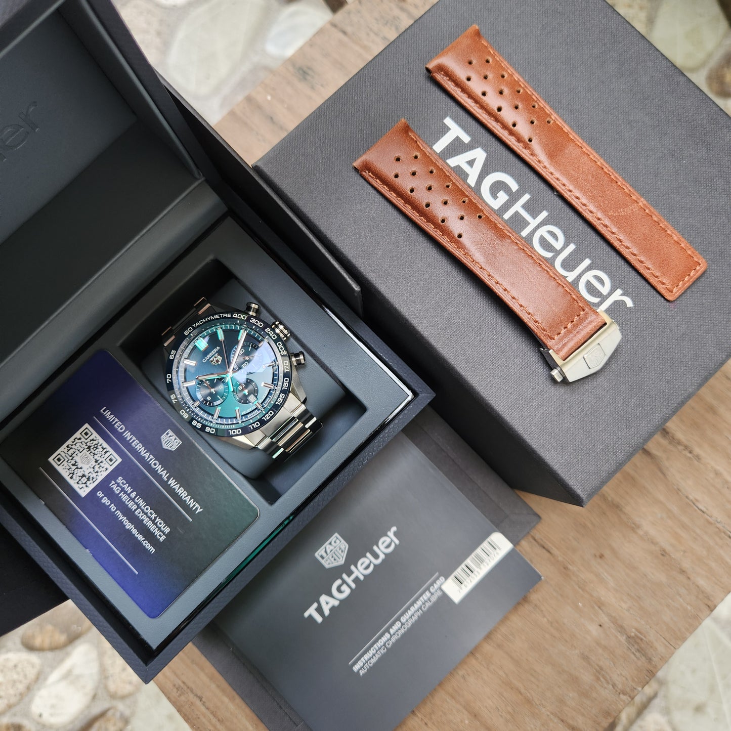 Tag Heuer Carrera Chronograph Heuer 02 Ceramic Bezel in Blue Dial 44mm - Complete Set Model/Ref:CBN2A1A (2023 model)