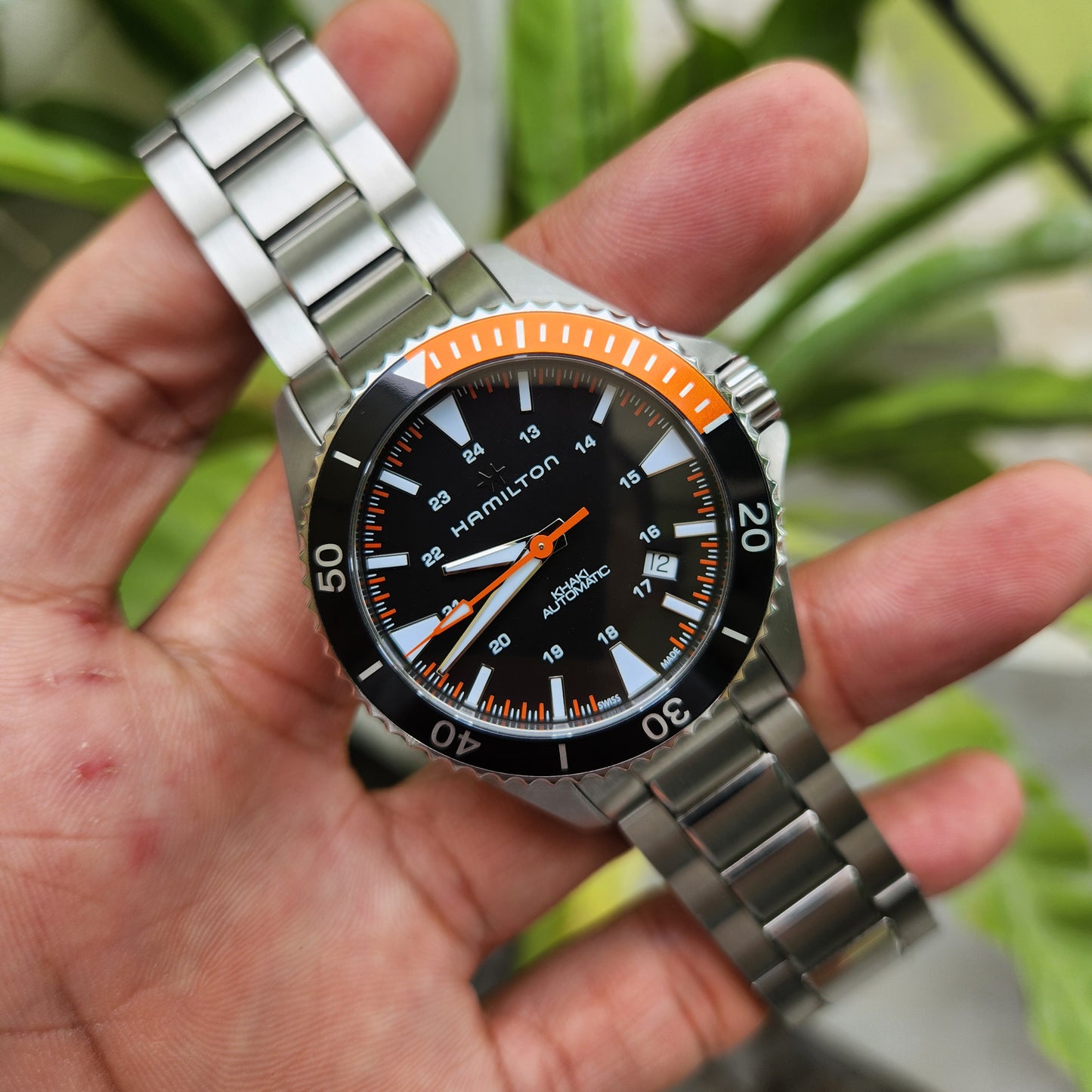 Hamilton Khaki Navy Scuba Auto Powermatic 80 Black/Orange Bezel in Black Dial 40mm