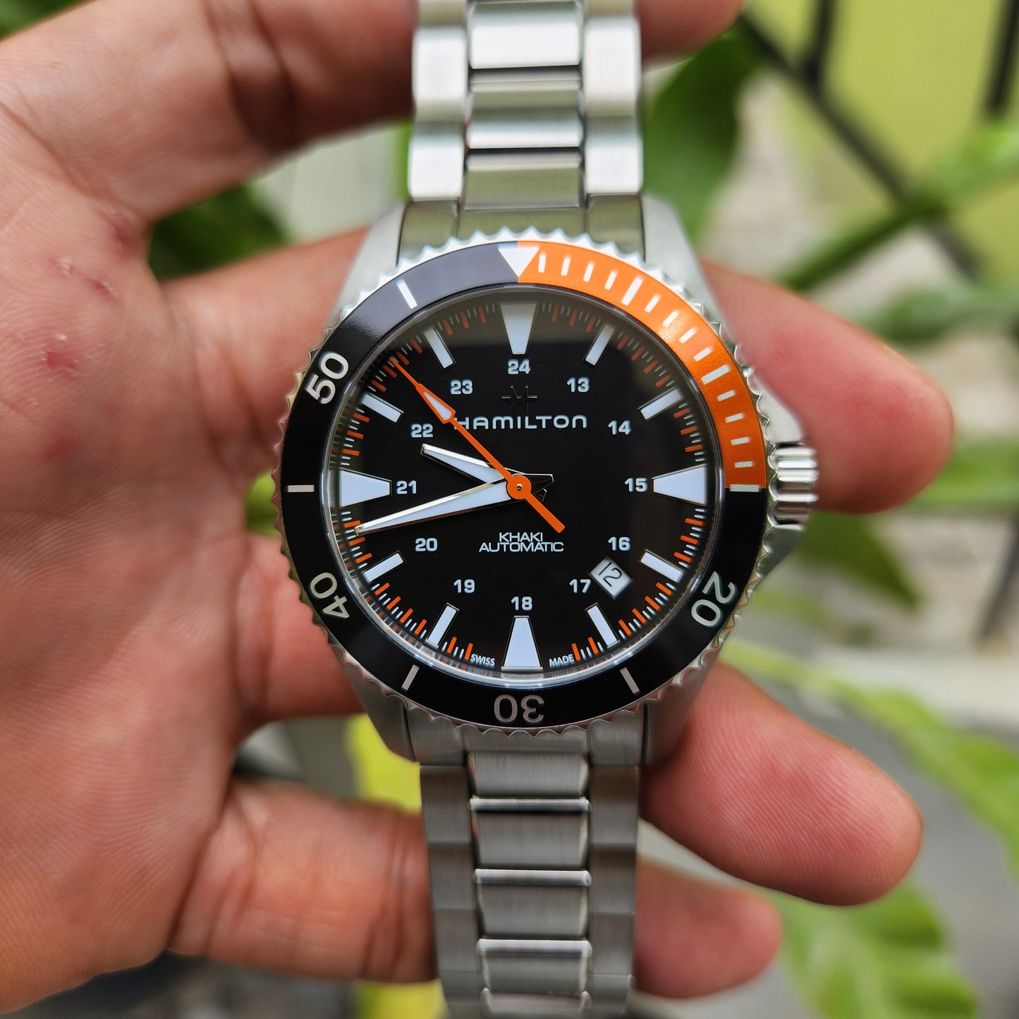 Hamilton Khaki Navy Scuba Auto Powermatic 80 Black/Orange Bezel in Black Dial 40mm