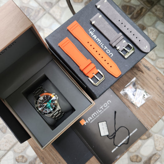 Hamilton Khaki Navy Scuba Auto Powermatic 80 Black/Orange Bezel in Black Dial 40mm