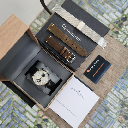 Hamilton American Classic Intra-Matic Chronograph H in Off-White Dial 40mm - Complete Set