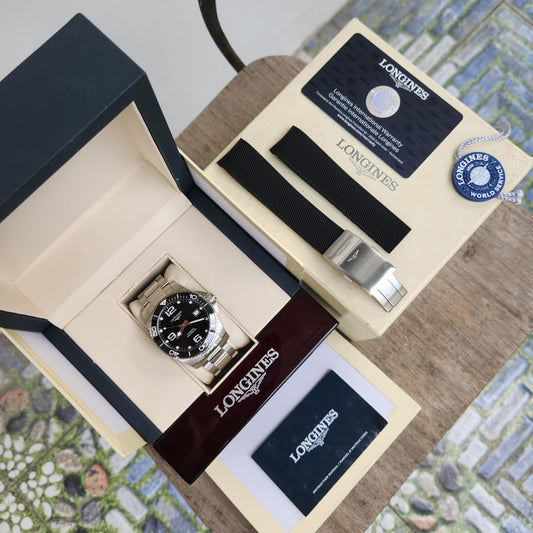 Longines HydroConquest Ceramic Bezel in Black Dial 41mm - Complete Set