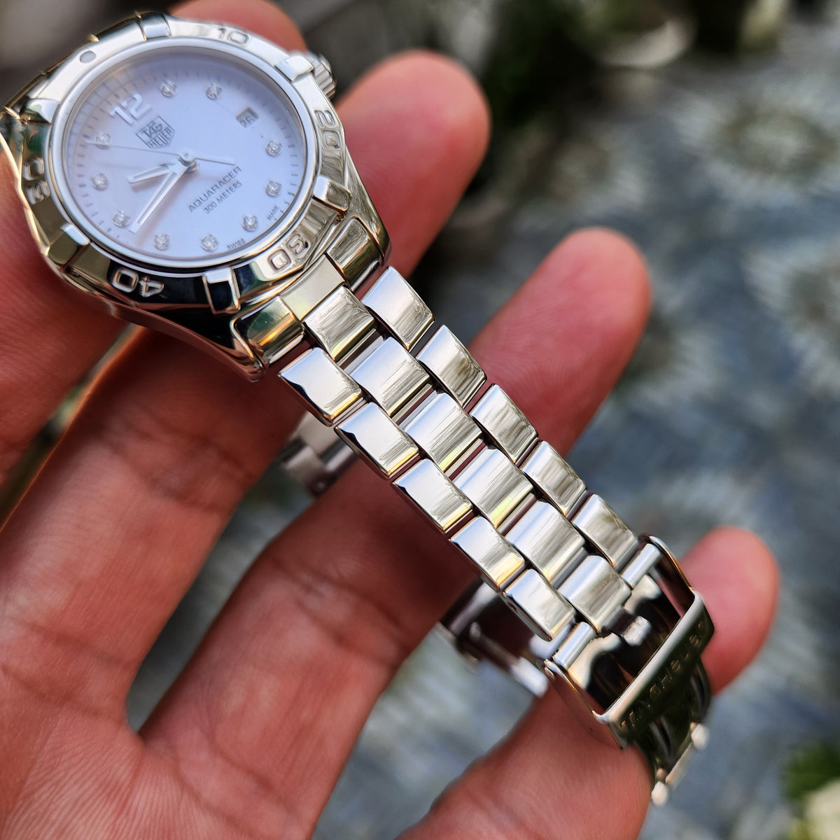 Tag Heuer Ladies Aquaracer Pink Mother of Pearl Dial with 10 Diamonds 27mm