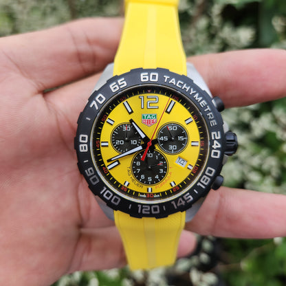 Tag Heuer F1 Chronograph Yellow Dial 43mm - Complete Set