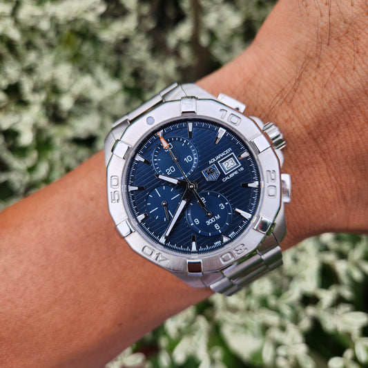Tag Heuer Aquaracer Chronograph Calibre 16 Blue Dial 43mm - Complete Set
