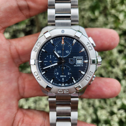 Tag Heuer Aquaracer Chronograph Calibre 16 Blue Dial 43mm - Complete Set