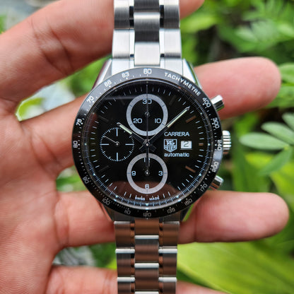 Tag Heuer Carrera Calibre 16 Chronograph 'Brad Pitt' Black Dial 41mm - Complete Set