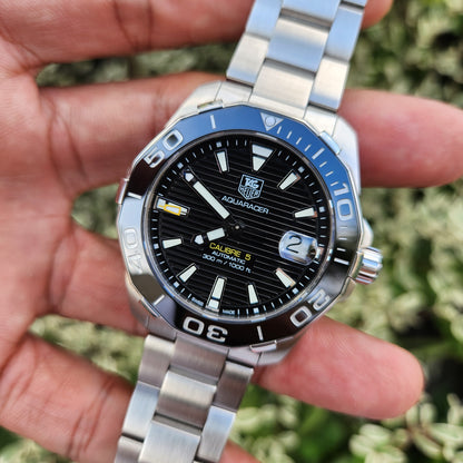 Tag Heuer Aquaracer Calibre 5 Ceramic Bezel Black Dial 41mm - Complete Set