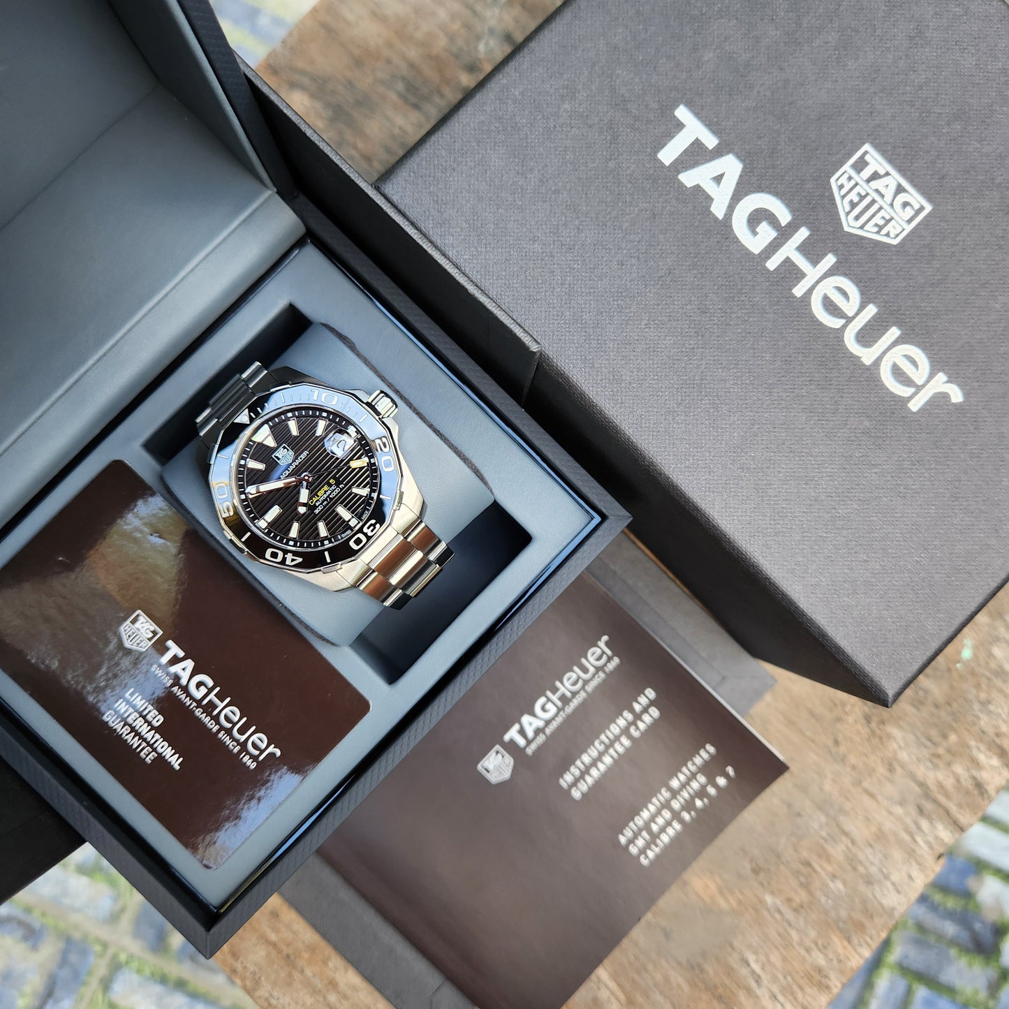 Tag Heuer Aquaracer Calibre 5 Ceramic Bezel Black Dial 41mm - Complete Set