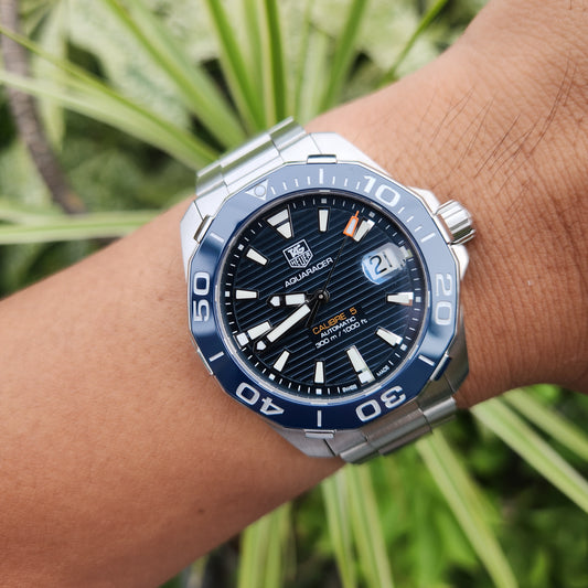 Tag Heuer Aquaracer Calibre 5 Ceramic Bezel Blue Dial 41mm - Complete Set