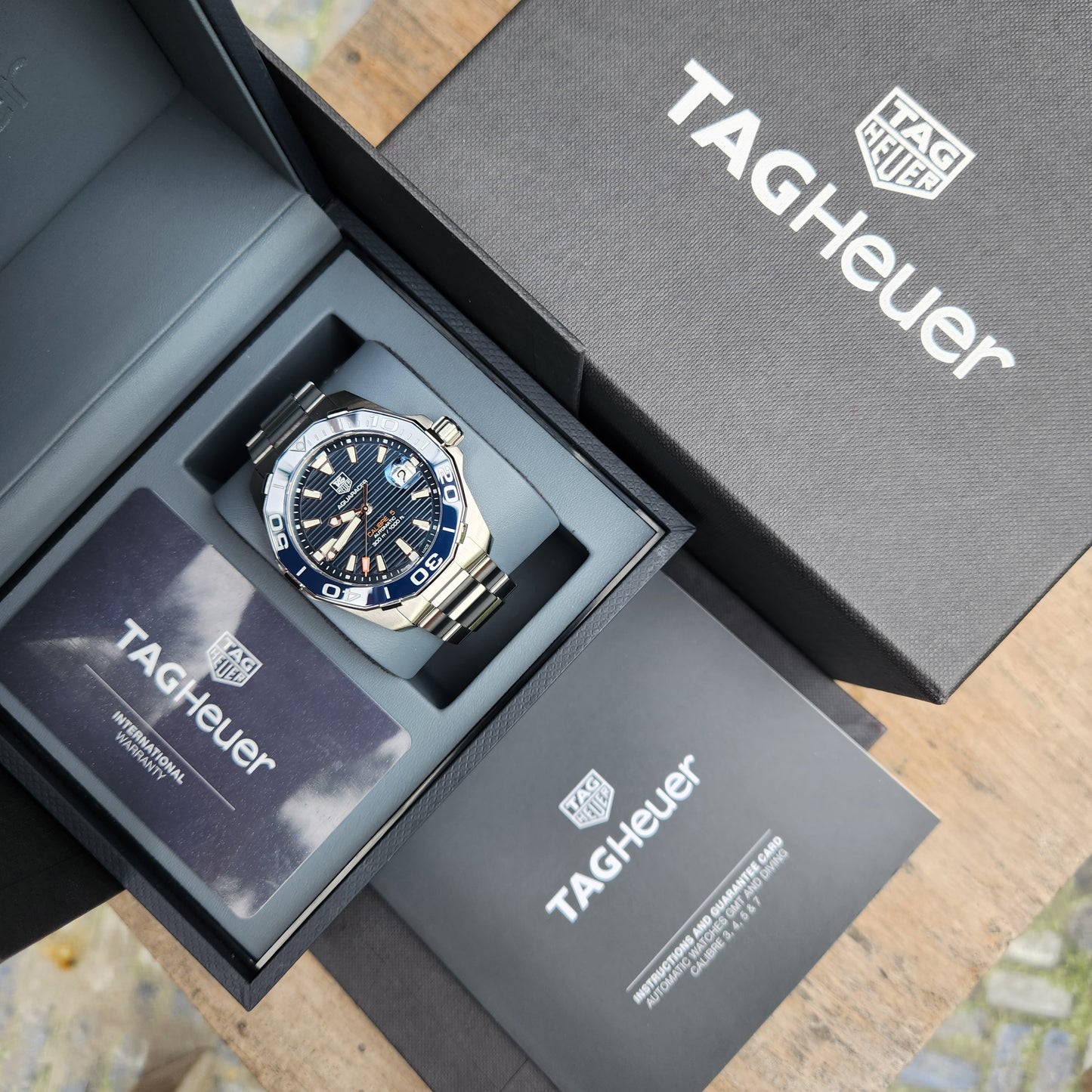 Tag Heuer Aquaracer Calibre 5 Ceramic Bezel Blue Dial 41mm - Complete Set
