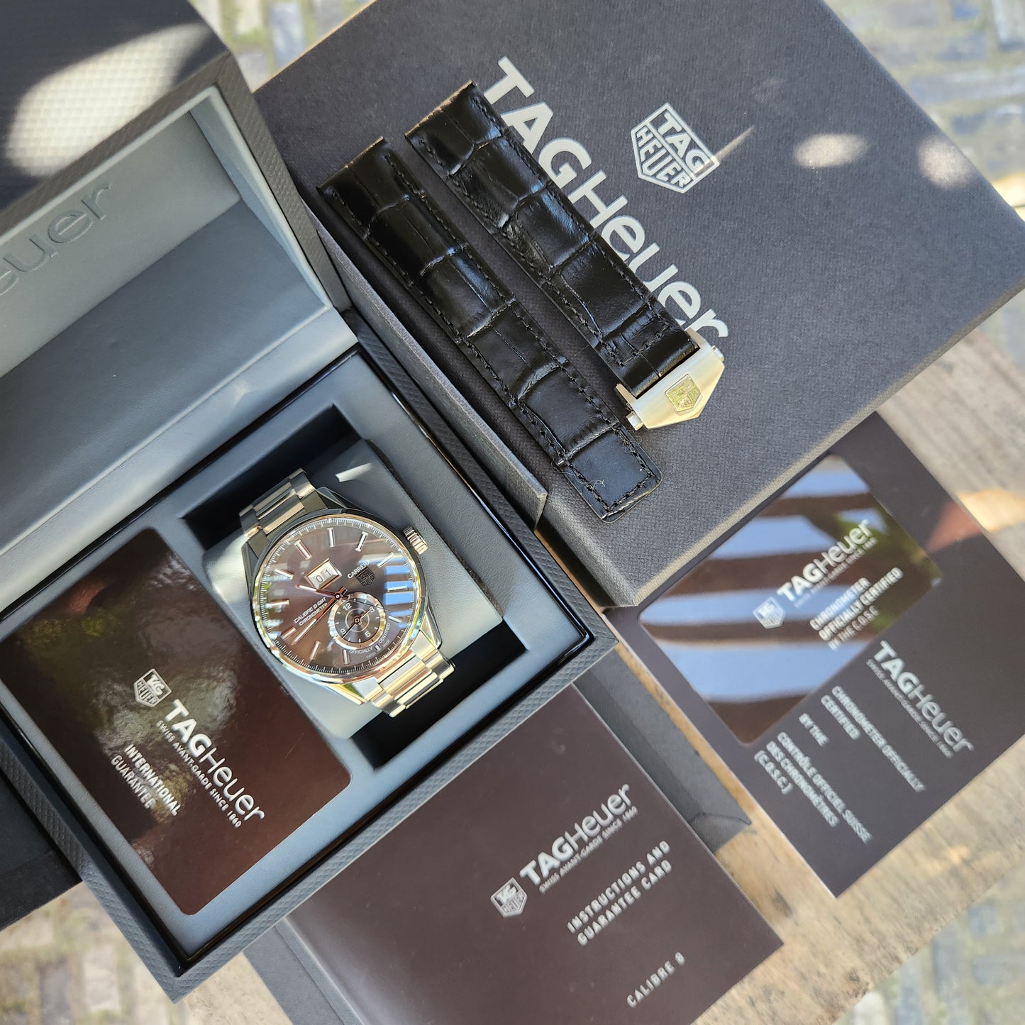 Tag Heuer Carrera Calibre 8 GMT Chronometer Grande Date Grey Dial 41mm - Complete Set