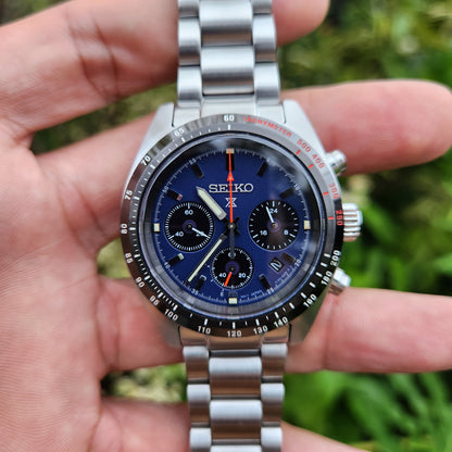 Seiko Prospex Solar Chronograph Speedtimer 39mm Blue Dial - Complete Set