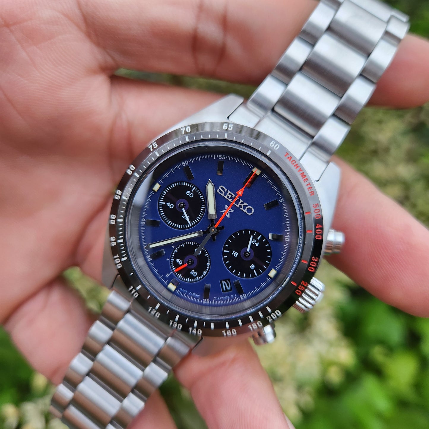 Seiko Prospex Solar Chronograph Speedtimer 39mm Blue Dial - Complete Set