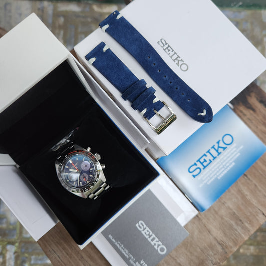 Seiko Prospex Solar Chronograph Speedtimer 39mm Blue Dial - Complete Set