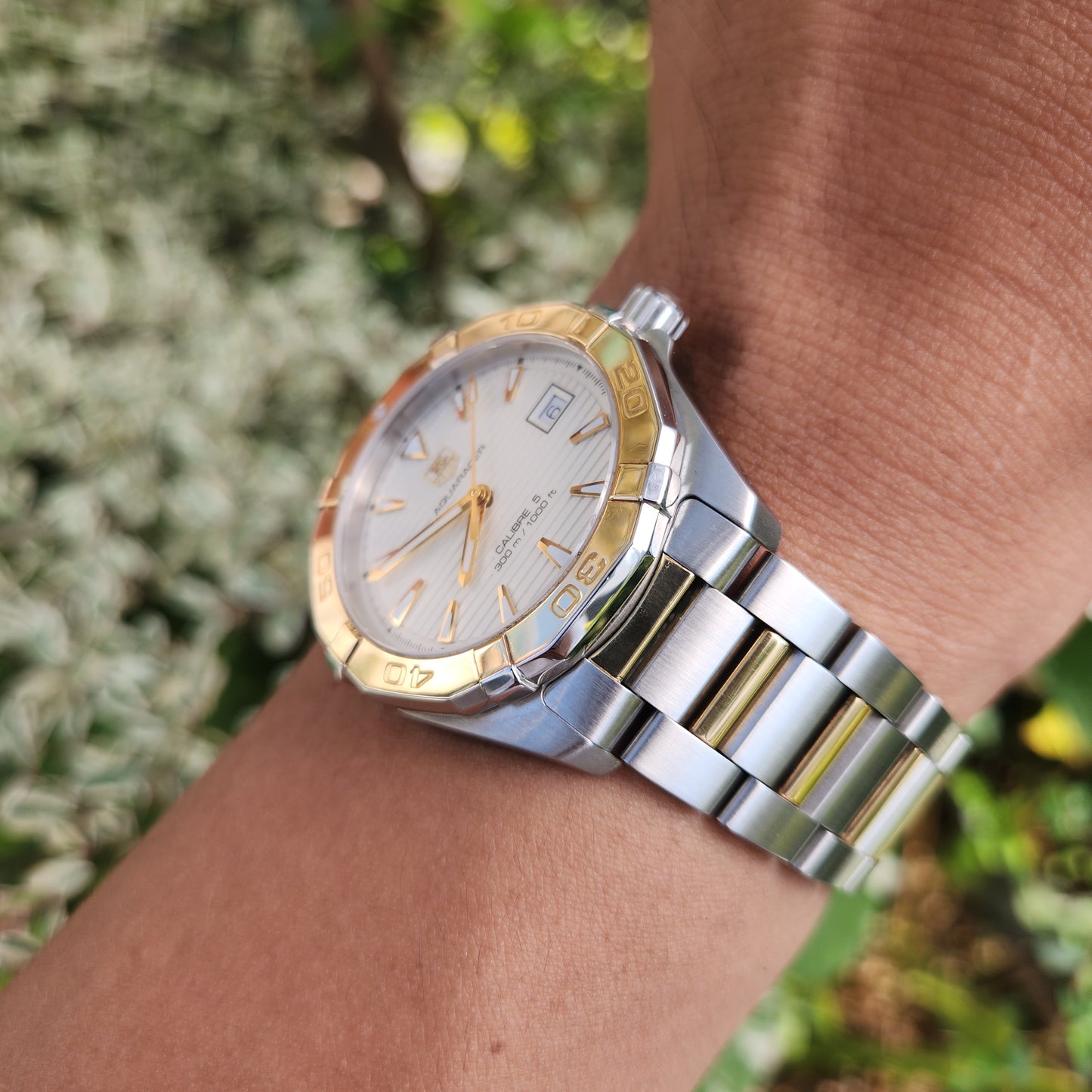Tag Heuer Aquaracer Calibre 5 Two-Tone 18K Solid Gold Bezel White Dial 41mm