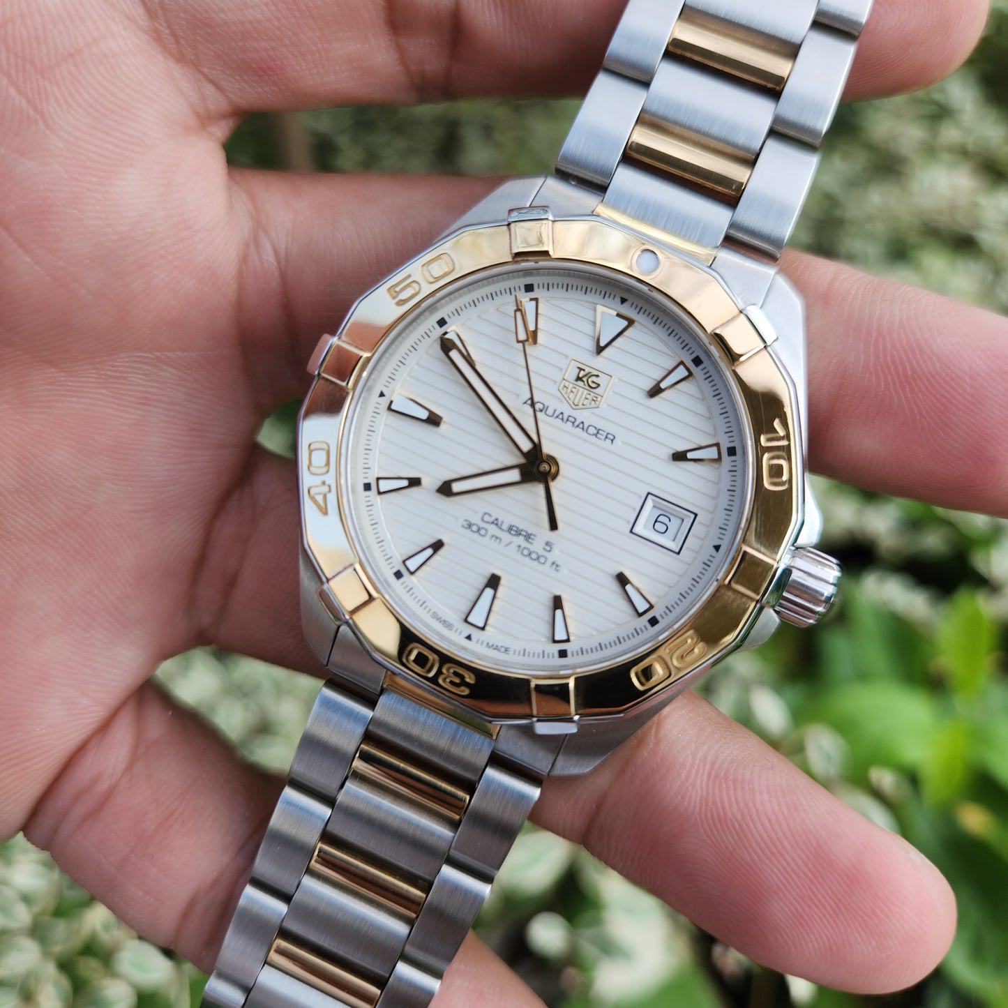 Tag Heuer Aquaracer Calibre 5 Two-Tone 18K Solid Gold Bezel White Dial 41mm