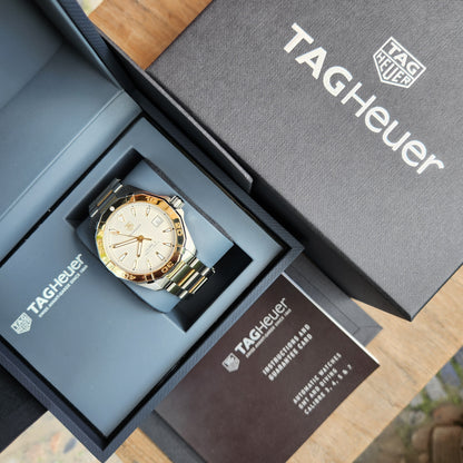 Tag Heuer Aquaracer Calibre 5 Two-Tone 18K Solid Gold Bezel White Dial 41mm
