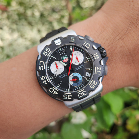 Tag Heuer F1 Chronograph 40mm Black Dial - (Rubber Strap)