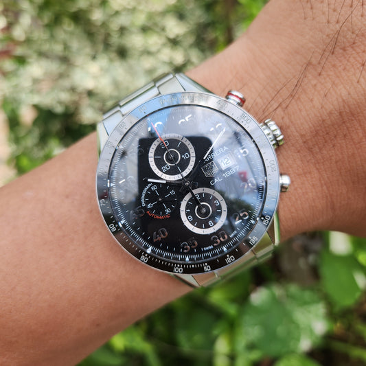 Tag Heuer Carerra Calibre 1887 Chronograph Ceramic Bezel 43mm Black Dial