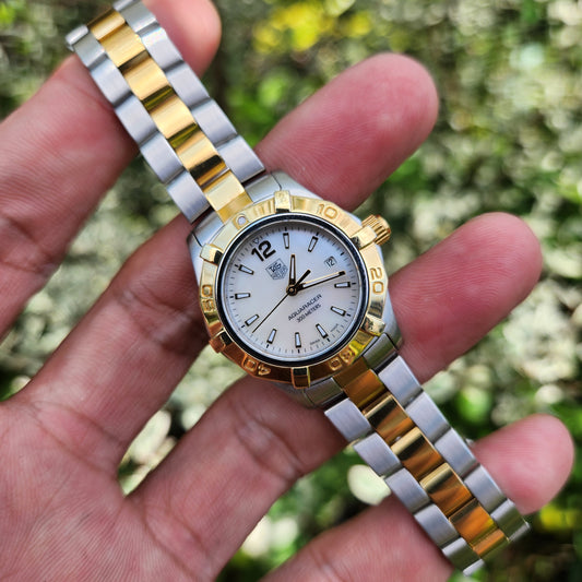 Tag Heuer Ladies Aquaracer Two-Tone Mother of Pearl White Dial 27mm