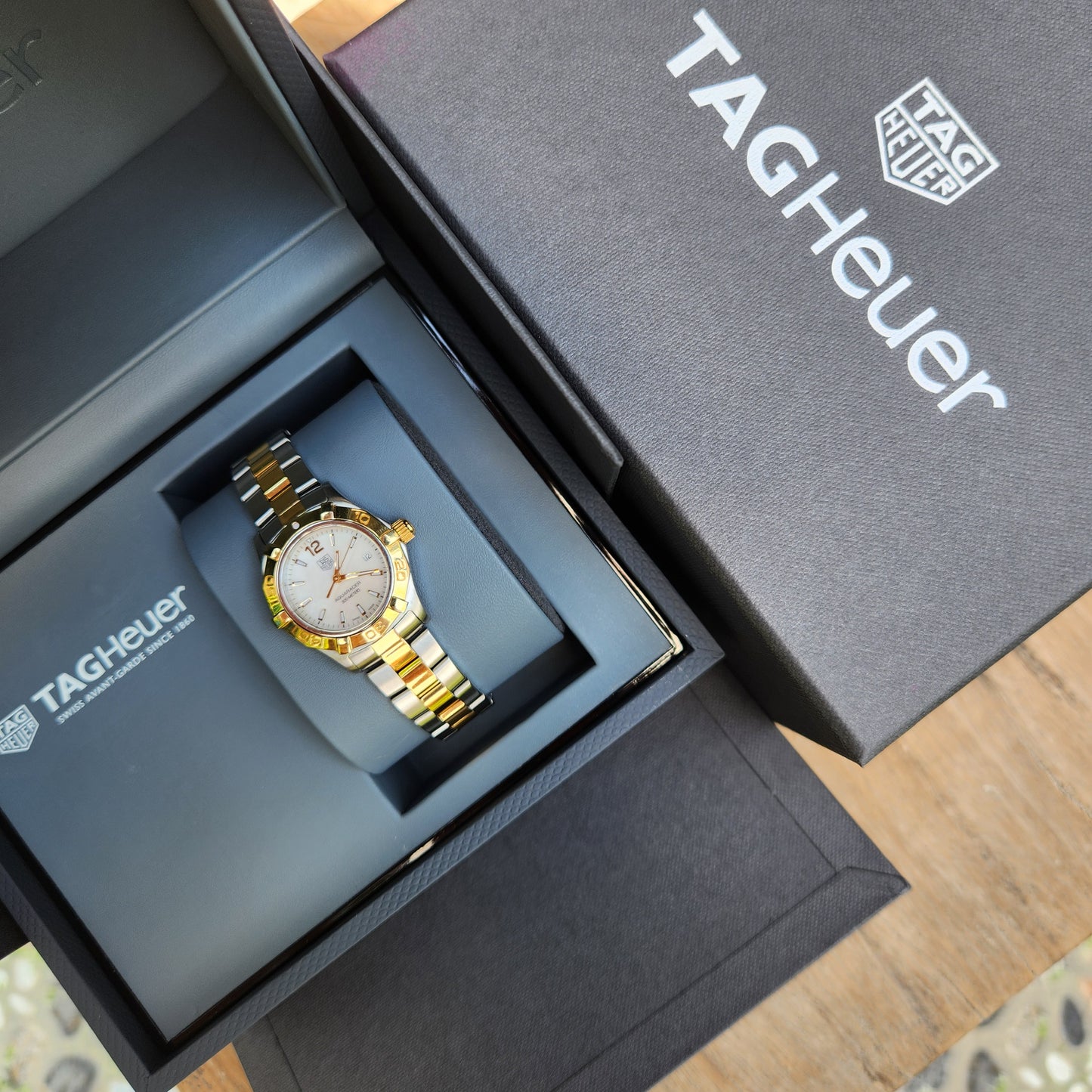 Tag Heuer Ladies Aquaracer Two-Tone Mother of Pearl White Dial 27mm