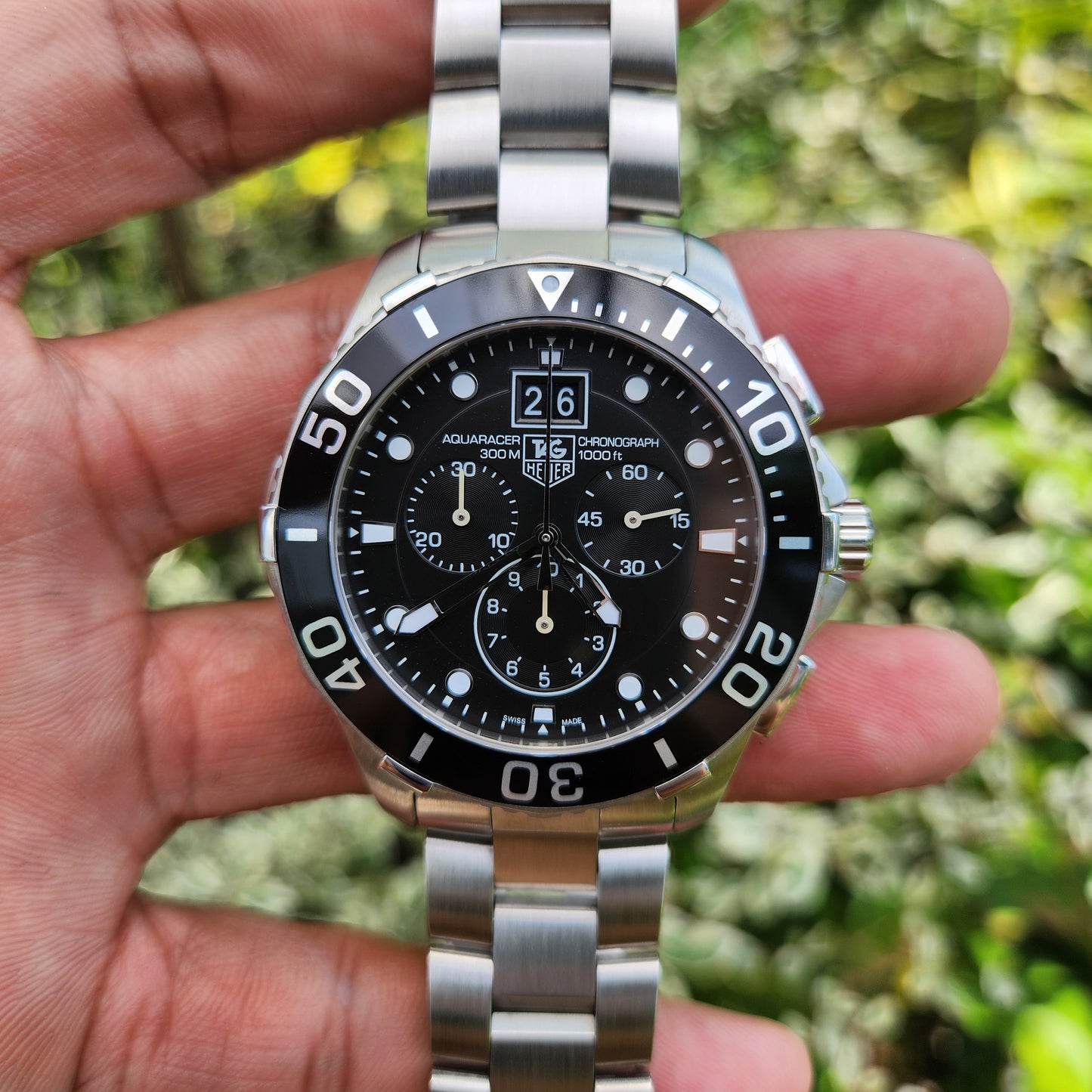 Tag Heuer Aquaracer Chronograph Grande Date Black Dial 43mm - Complete Set