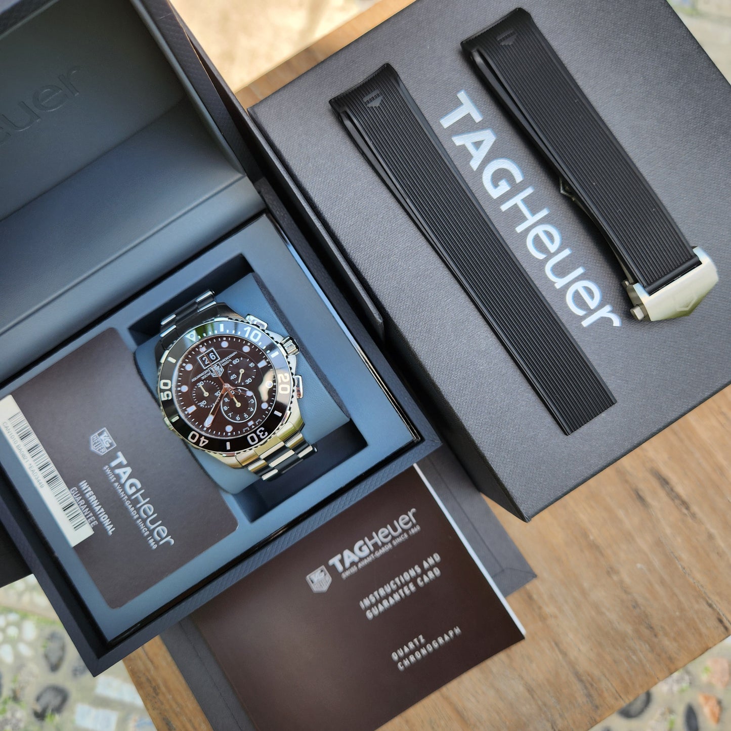 Tag Heuer Aquaracer Chronograph Grande Date Black Dial 43mm - Complete Set